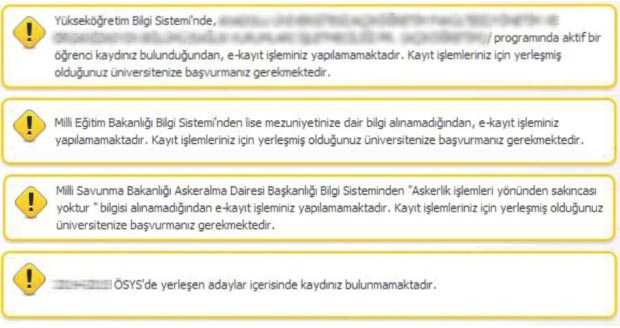 E-Kayıt Sırasında Karşılaşabileceğiniz Muhtemel Hatalar